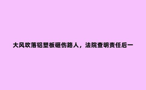 大风吹落铝塑板砸伤路人，法院查明责任后一审判决