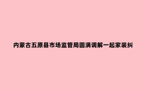 内蒙古五原县市场监管局圆满调解一起家装纠纷案