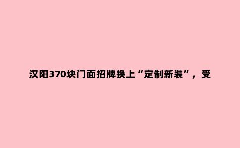汉阳370块门面招牌换上“定制新装”，受益商户津津乐道